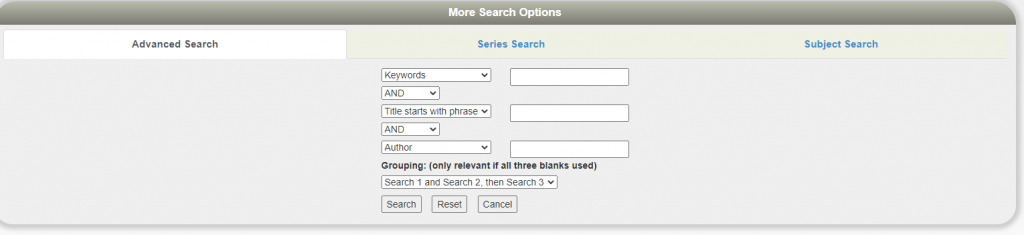 picture of search options drop down menu