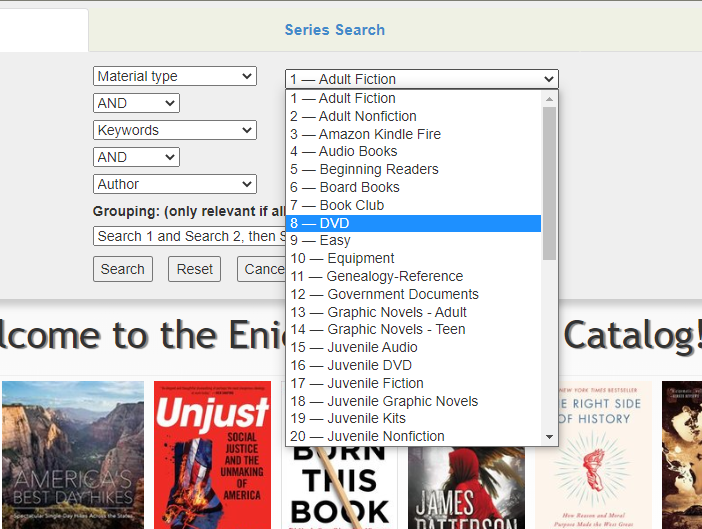 category search menu